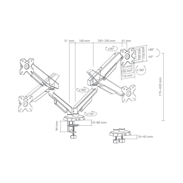 White Shark KHUFU-II GMS-3211 / 2 Monitor Desktop Mount