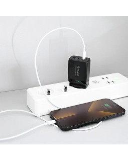Tellur GaN 65W 3-port wall charger, 2xUSB-C + USB-A, EU,UK,US, black-foto9