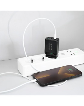 Tellur GaN 65W 3-port wall charger, 2xUSB-C + USB-A, EU,UK,US, black-foto9
