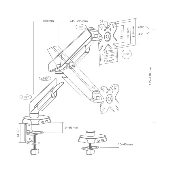 White Shark KHUFU-I GMS-3210 / 1 Monitor Desktop Mount